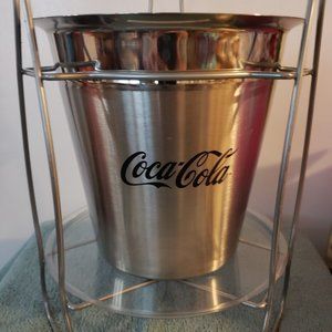 Vintage Coca-Cola Coke Metal Stainless Steel Ice Bucket Cooler Champagne Stand